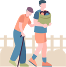買い物の付き添いイラスト