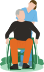 車椅子の介助イラスト